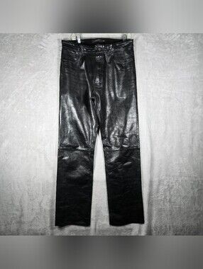 GAP Gen Leather Boot Fit Vintage 2000 Pants Mens 35x34 Black Y2K 174466-00 GC